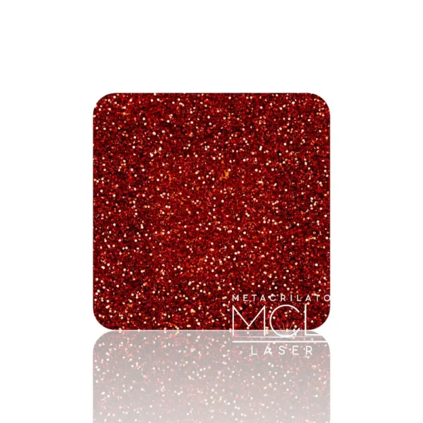 Metacrilato Glitter Rojo 3mm