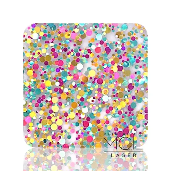 Metacrilato Confeti Fucsia Multicolor 3mm