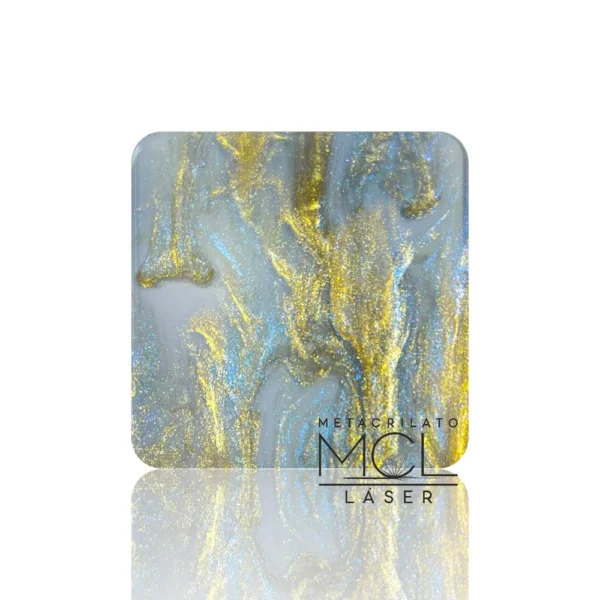 METACRILATO TRASLÚCIDO GRIS/ORO AZUL
