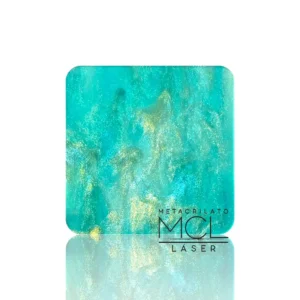 METACRILATO TRASLÚCIDO TURQUESA/ORO