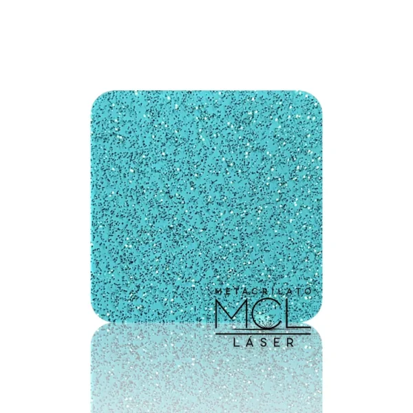 Metacrilato Traslúcido Turquesa Glitter 3mm