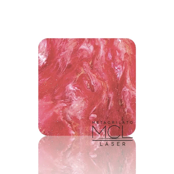 Metacrilato Nacarado Glitter Coral 3mm